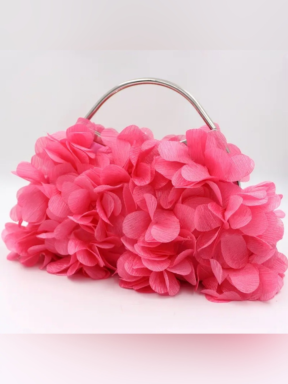 Pink Floral Petal Clutch Wristlet
